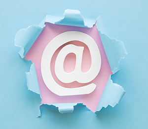 Light Blue with Pink Email Icon in the Middle.